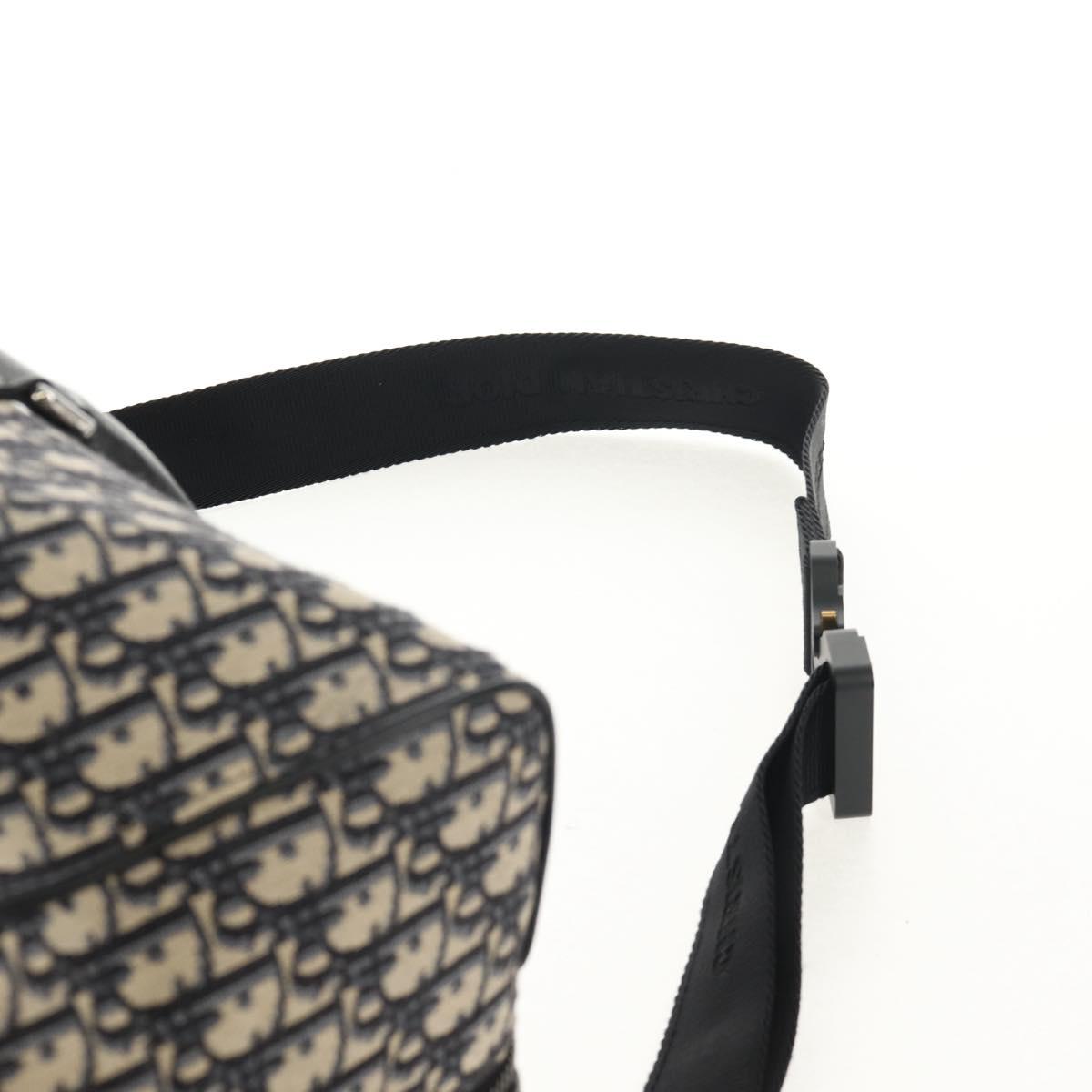 Christian Dior Trotter Canvas Jacquard Lango 50 Bag Navy Silver Auth 152454SM