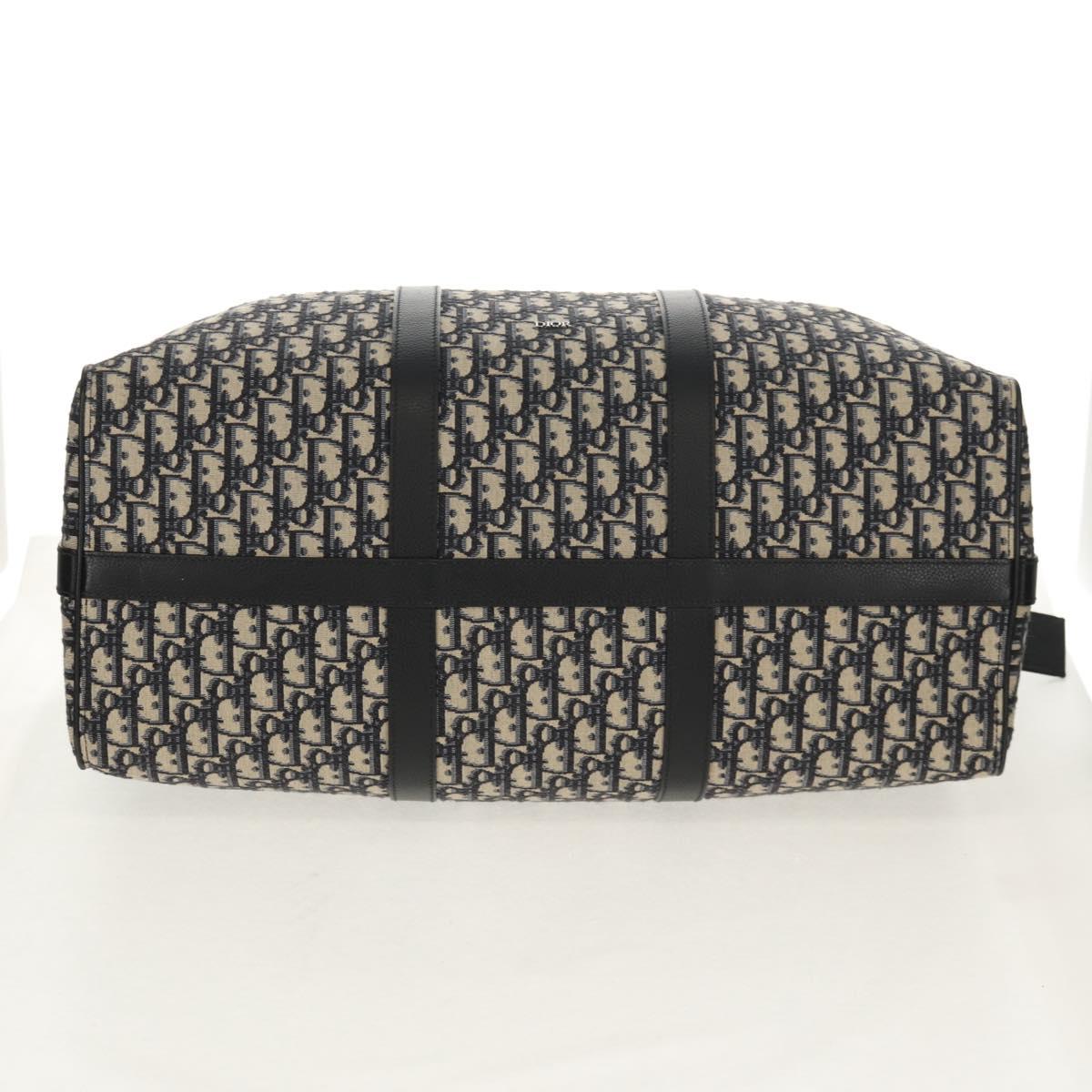 Christian Dior Trotter Canvas Jacquard Lango 50 Bag Navy Silver Auth 152454SM