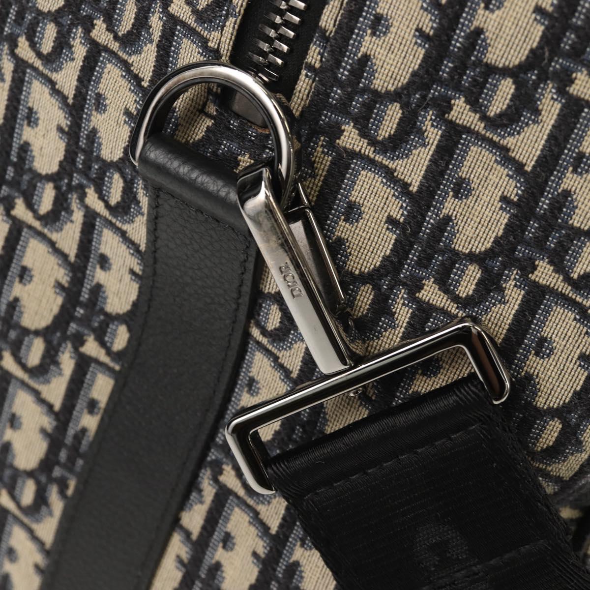 Christian Dior Trotter Canvas Jacquard Lango 50 Bag Navy Silver Auth 152454SM