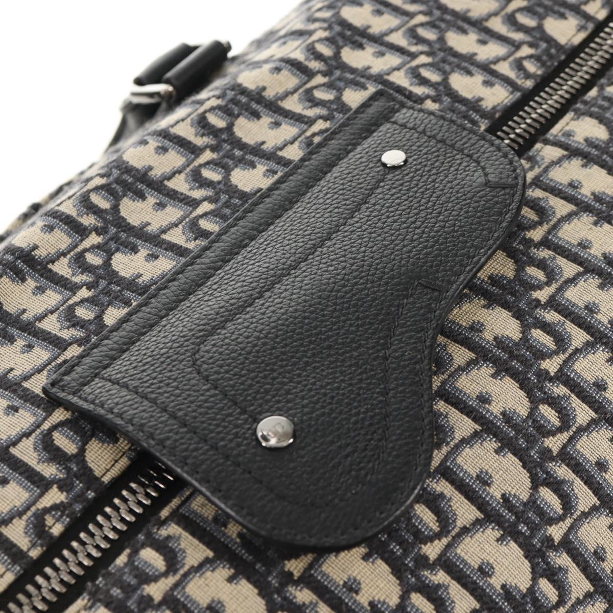 Christian Dior Trotter Canvas Jacquard Lango 50 Bag Navy Silver Auth 152454SM