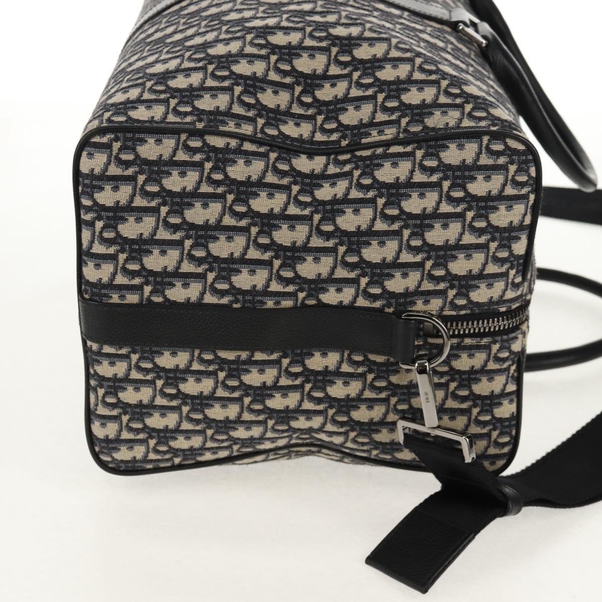 Christian Dior Trotter Canvas Jacquard Lango 50 Bag Navy Silver Auth 152454SM