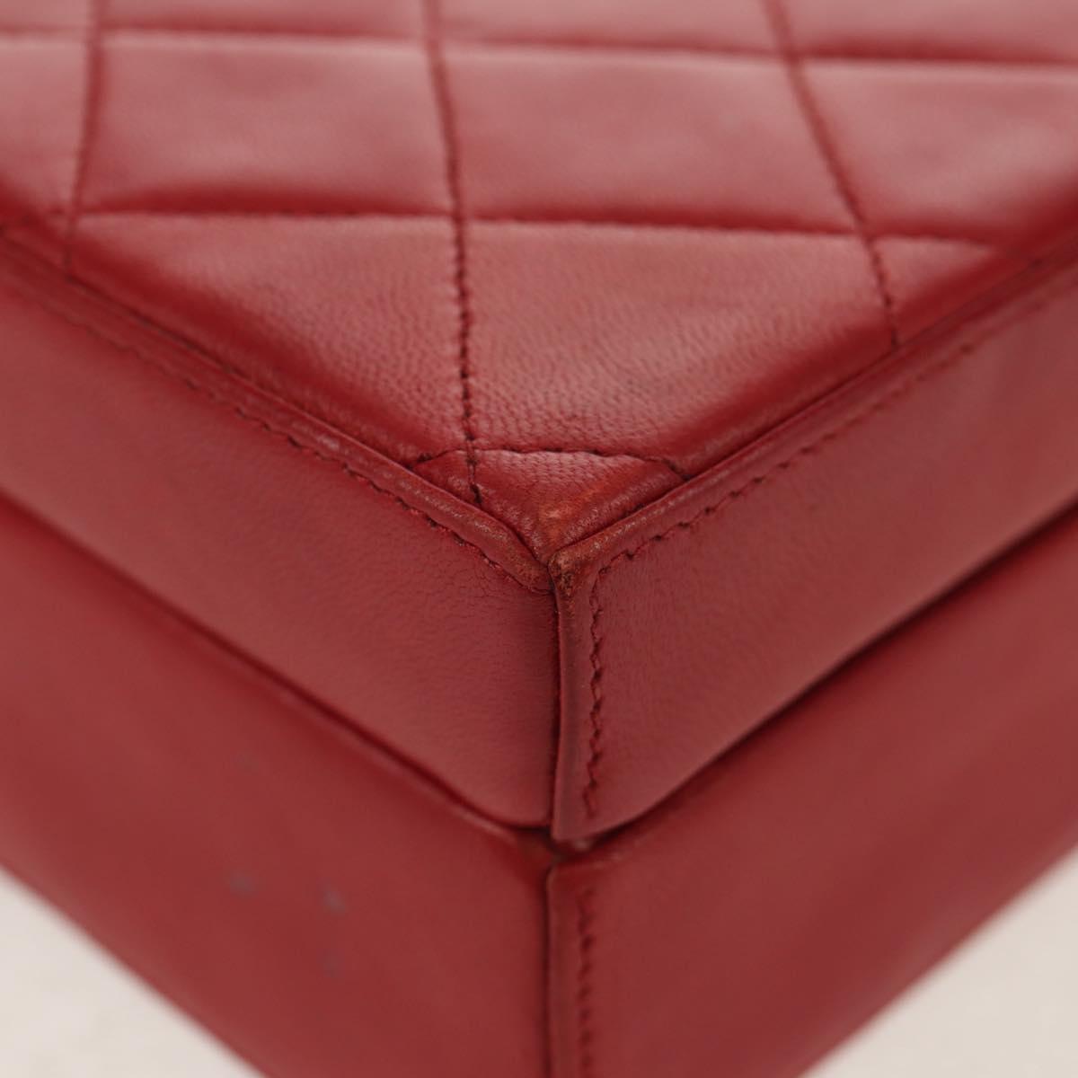 CHANEL Matelasse Chain Shoulder Bag Leather Red Gold CC Auth 152456V