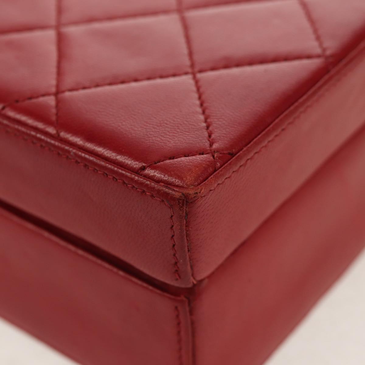 CHANEL Matelasse Chain Shoulder Bag Leather Red Gold CC Auth 152456V