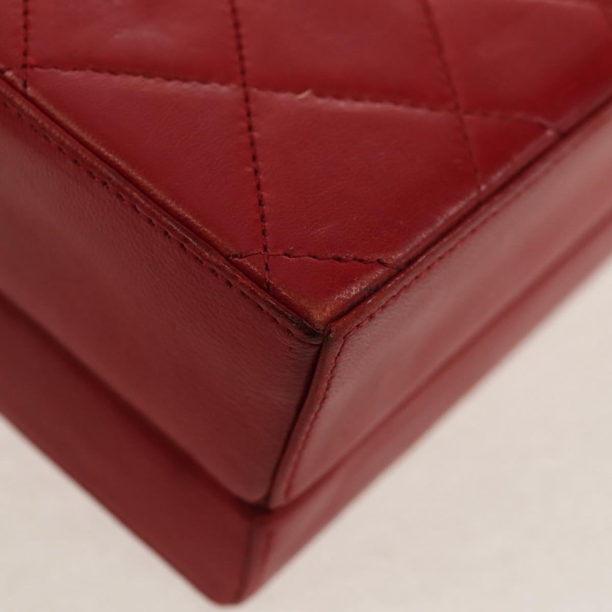 CHANEL Matelasse Chain Shoulder Bag Leather Red Gold CC Auth 152456V