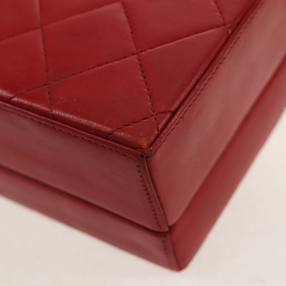 CHANEL Matelasse Chain Shoulder Bag Leather Red Gold CC Auth 152456V