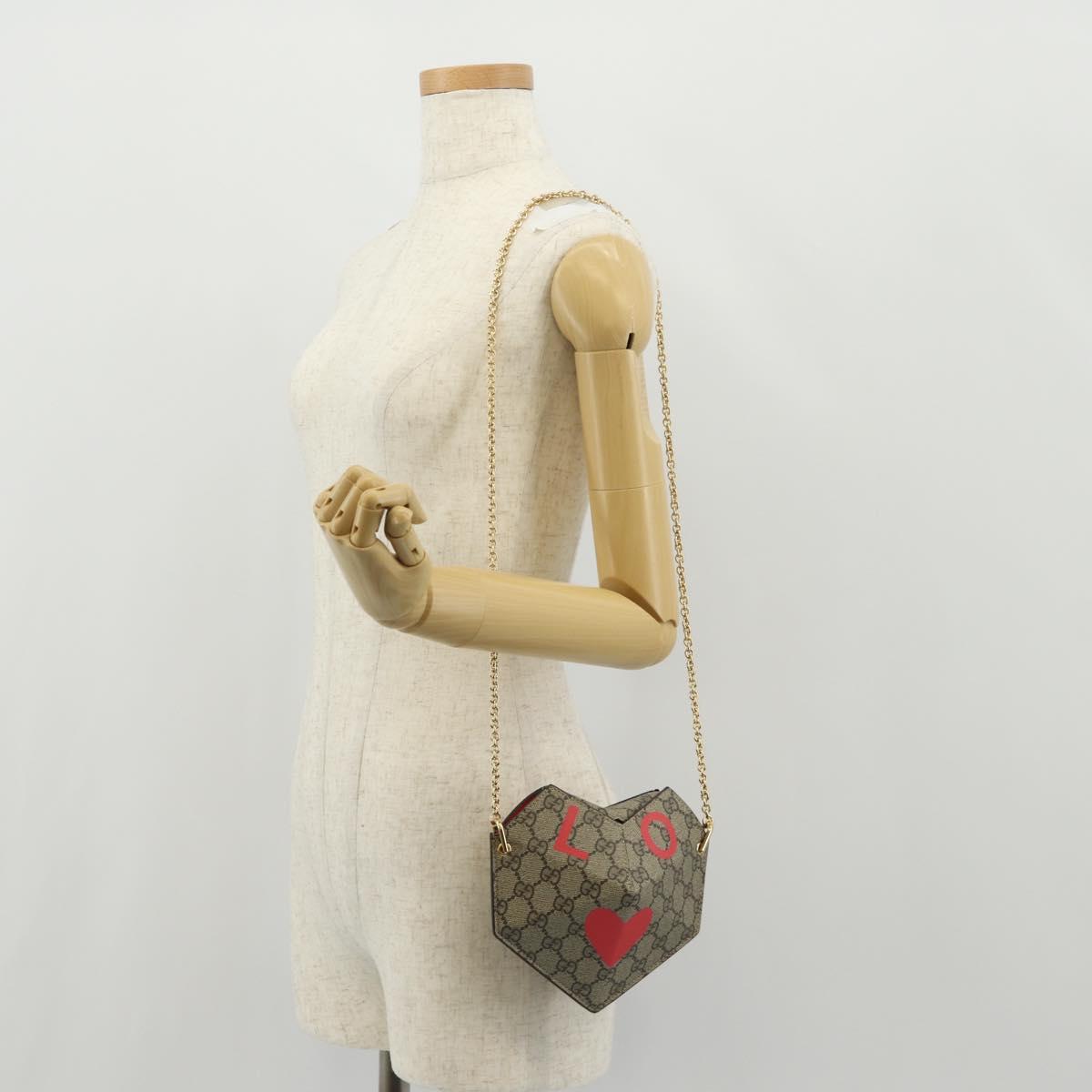 GUCCI GG Supreme Chain Shoulder Bag PVC Beige Gold 678131 Auth 152468AM