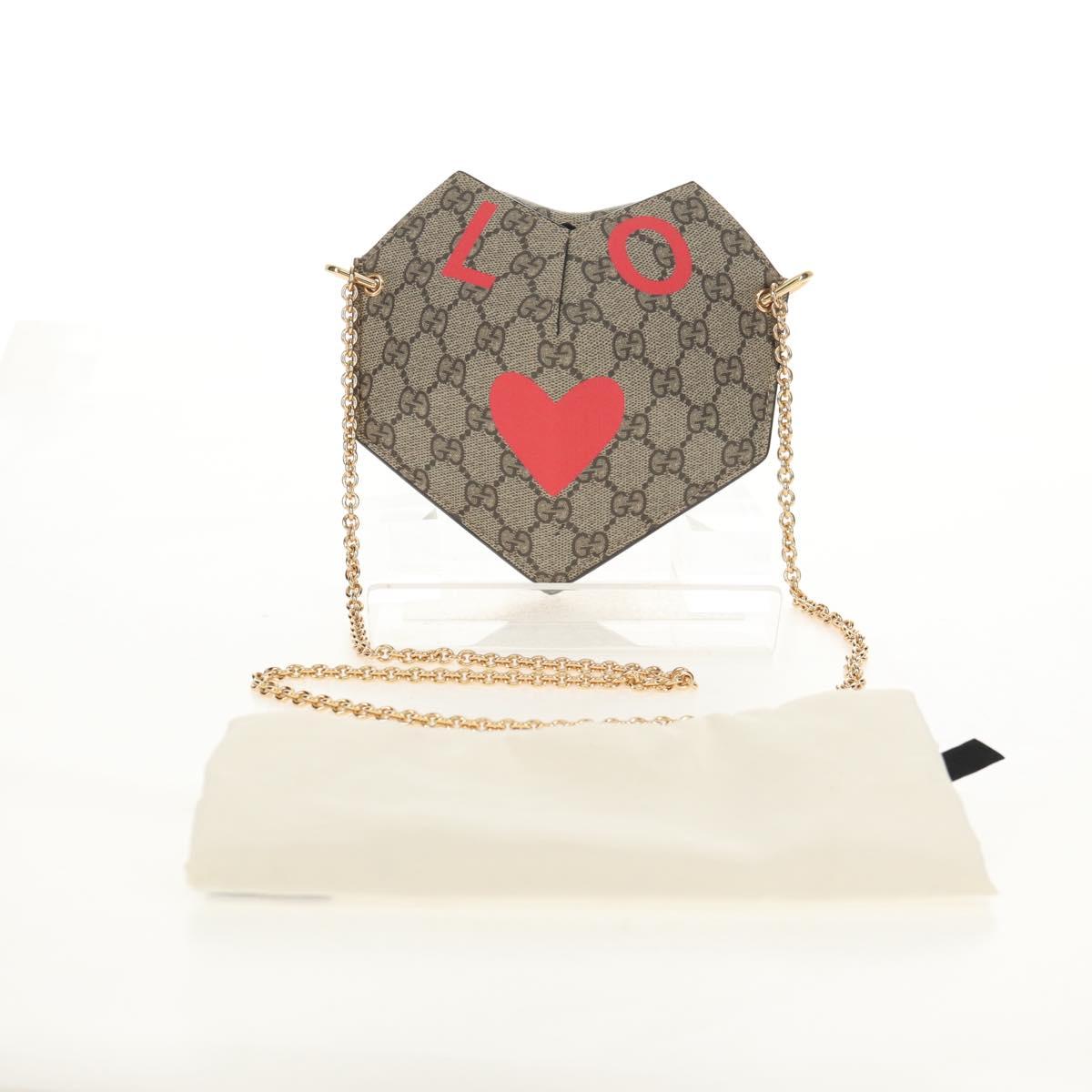 GUCCI GG Supreme Chain Shoulder Bag PVC Beige Gold 678131 Auth 152468AM