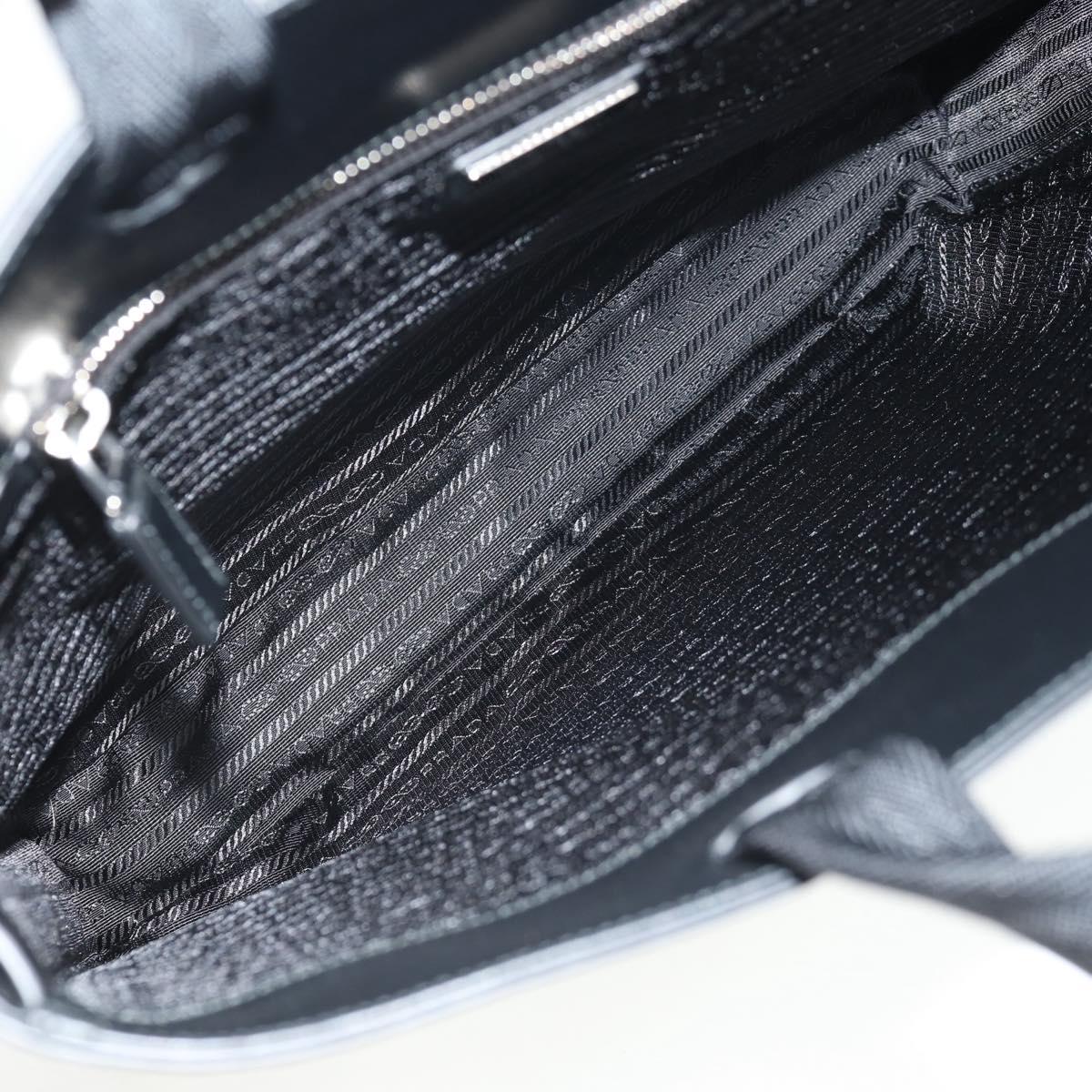 PRADA Hand Bag Metallic leather Silver Auth 152470M