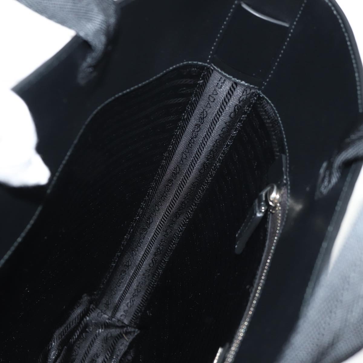 PRADA Hand Bag Metallic leather Silver Auth 152470M