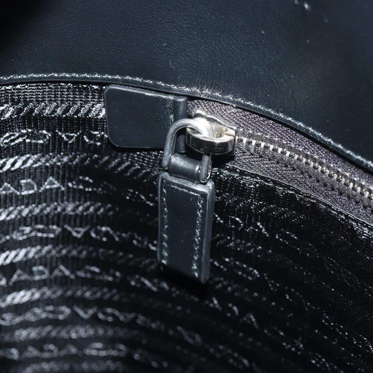PRADA Hand Bag Metallic leather Silver Auth 152470M