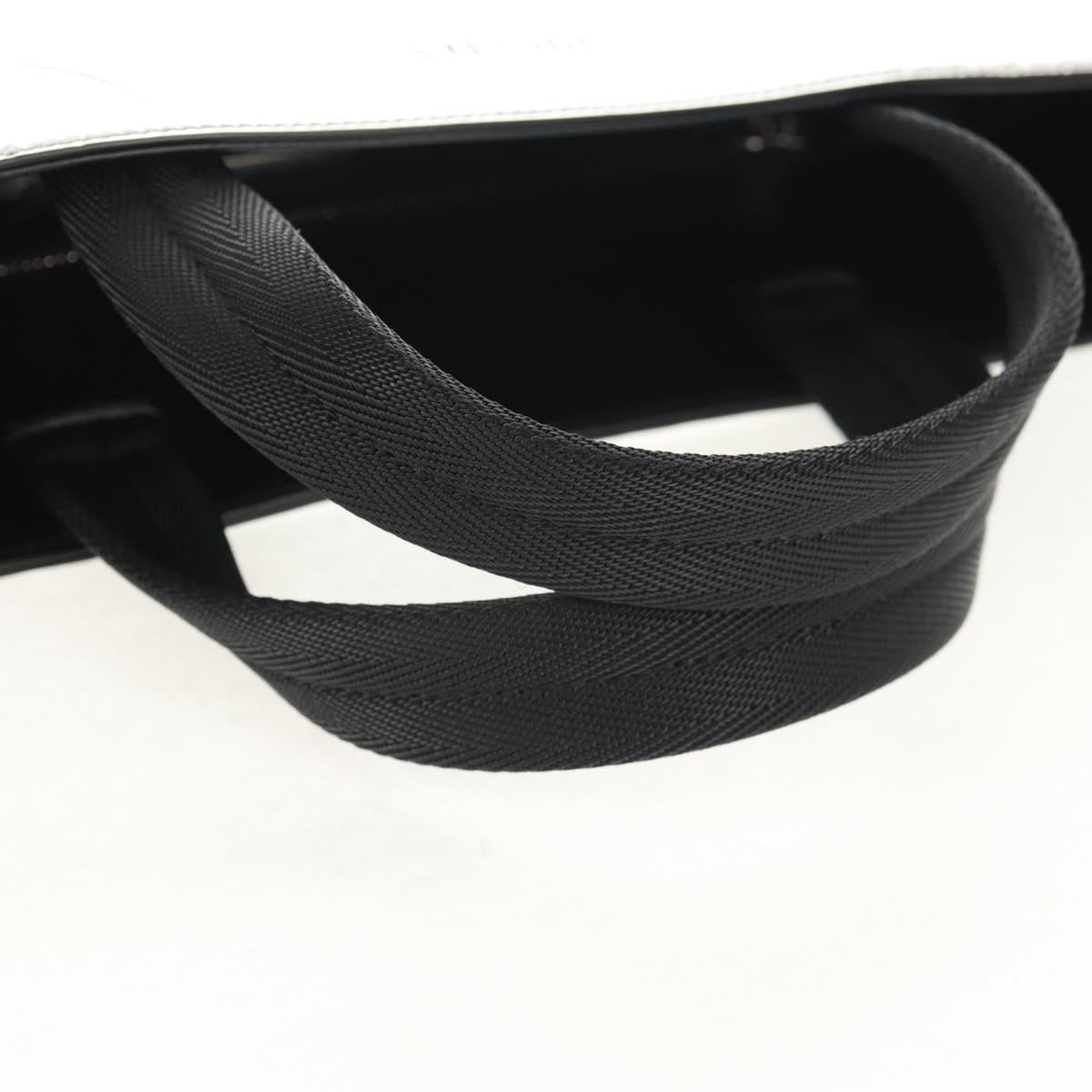 PRADA Hand Bag Metallic leather Silver Auth 152470M