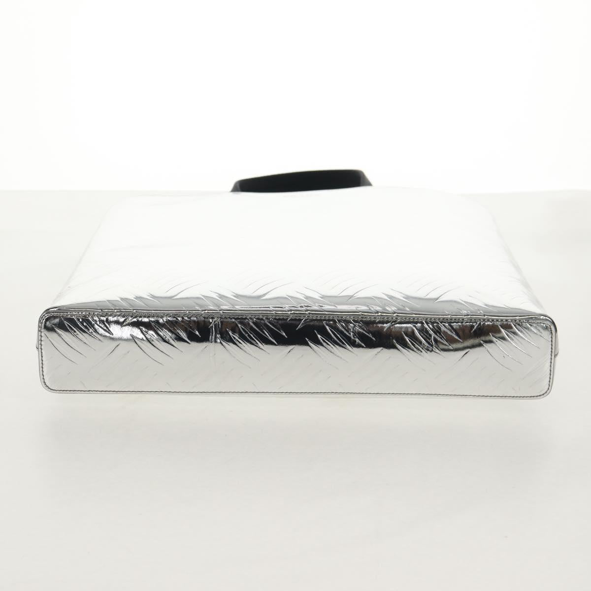 PRADA Hand Bag Metallic leather Silver Auth 152470M