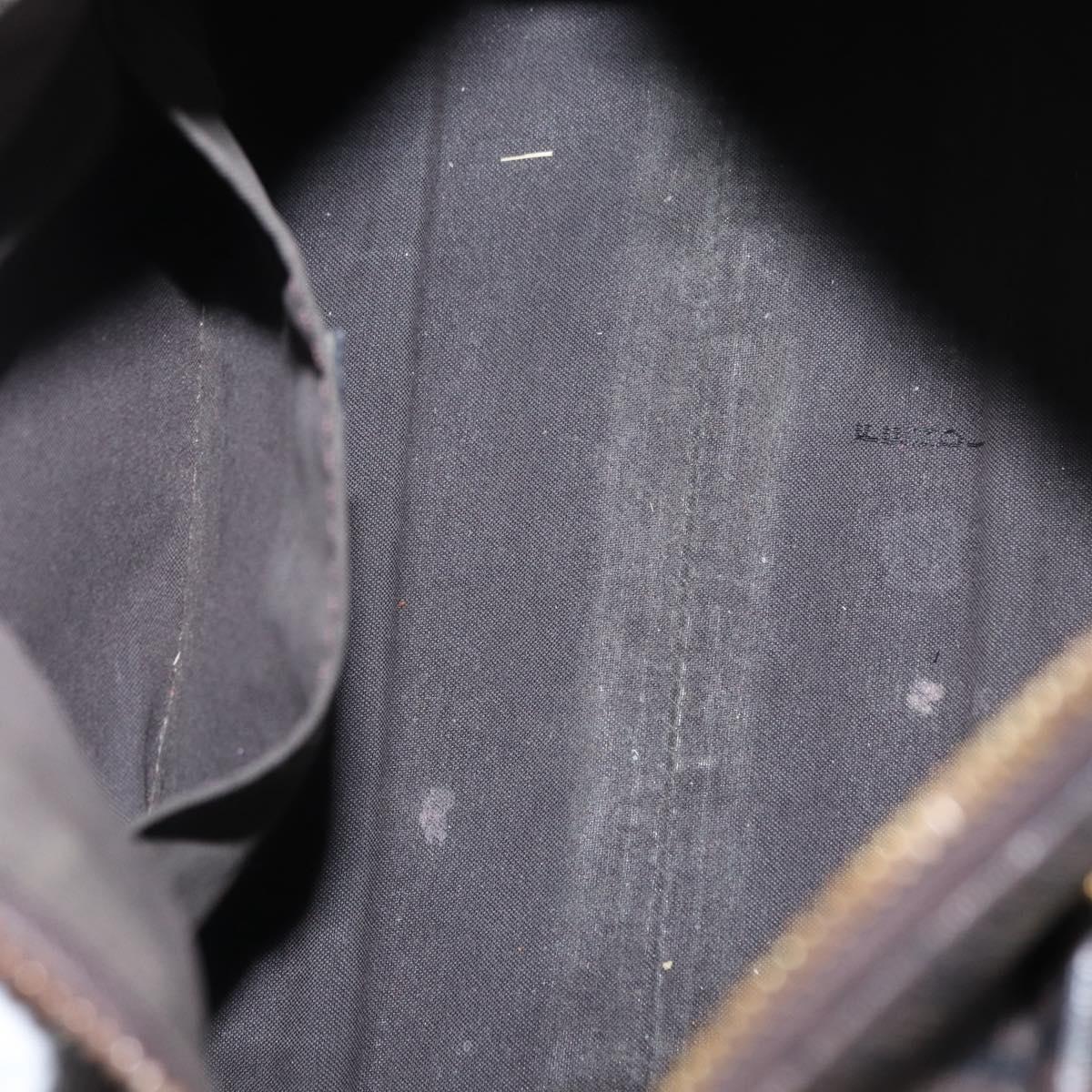 FENDI Zucchino Canvas Boston Bag PVC Dark Brown Gold Auth 152507