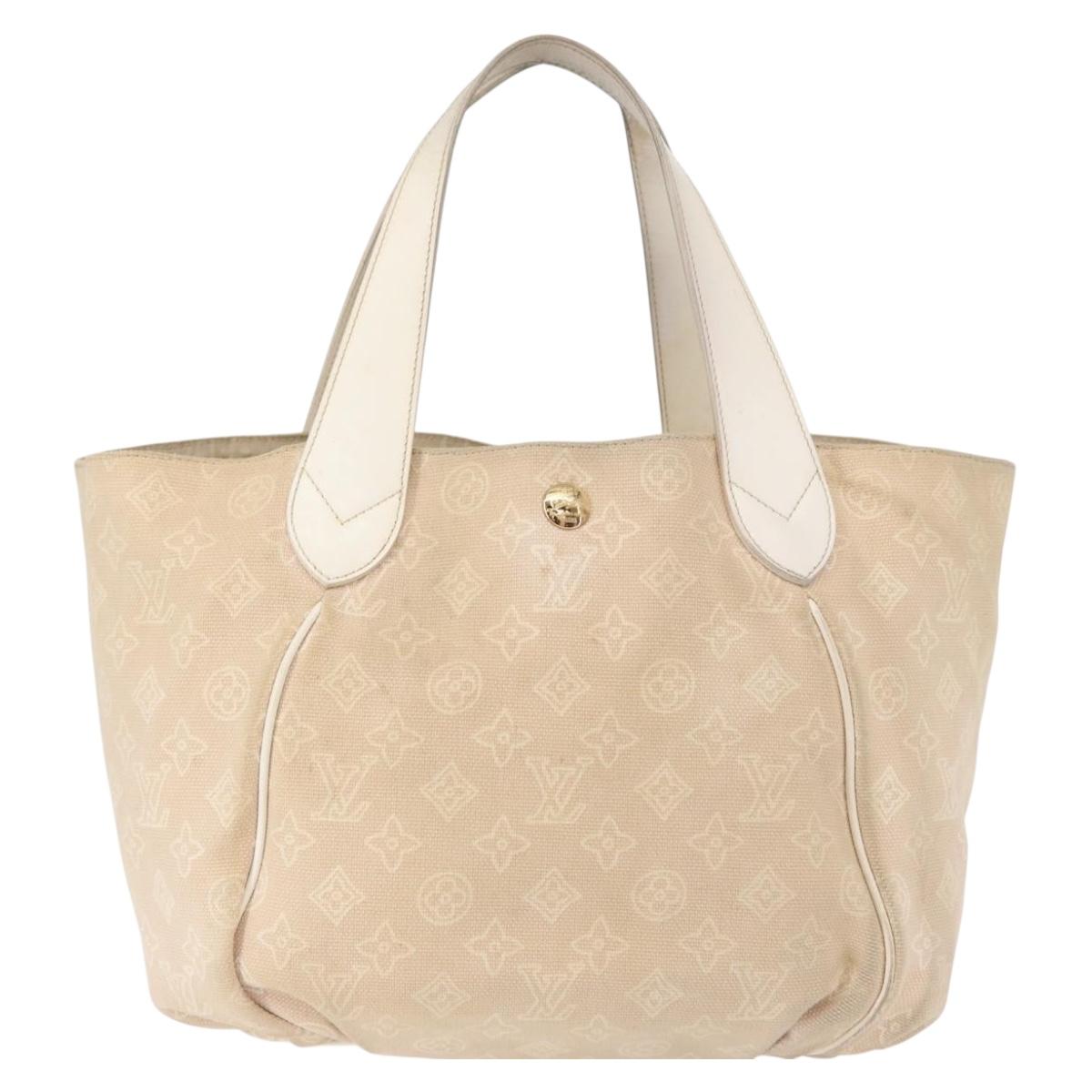 LOUIS VUITTON Monogram Beach Line Cabas Ipanema GM Bag Beige M95986 Auth 152557