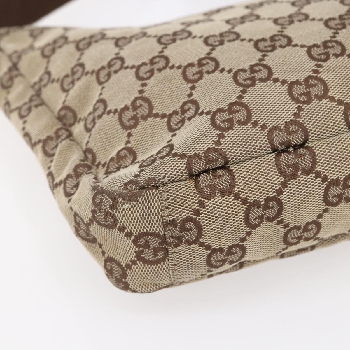 GUCCI GG Canvas Shoulder Bag Brown Silver 019 0433 Auth 152559