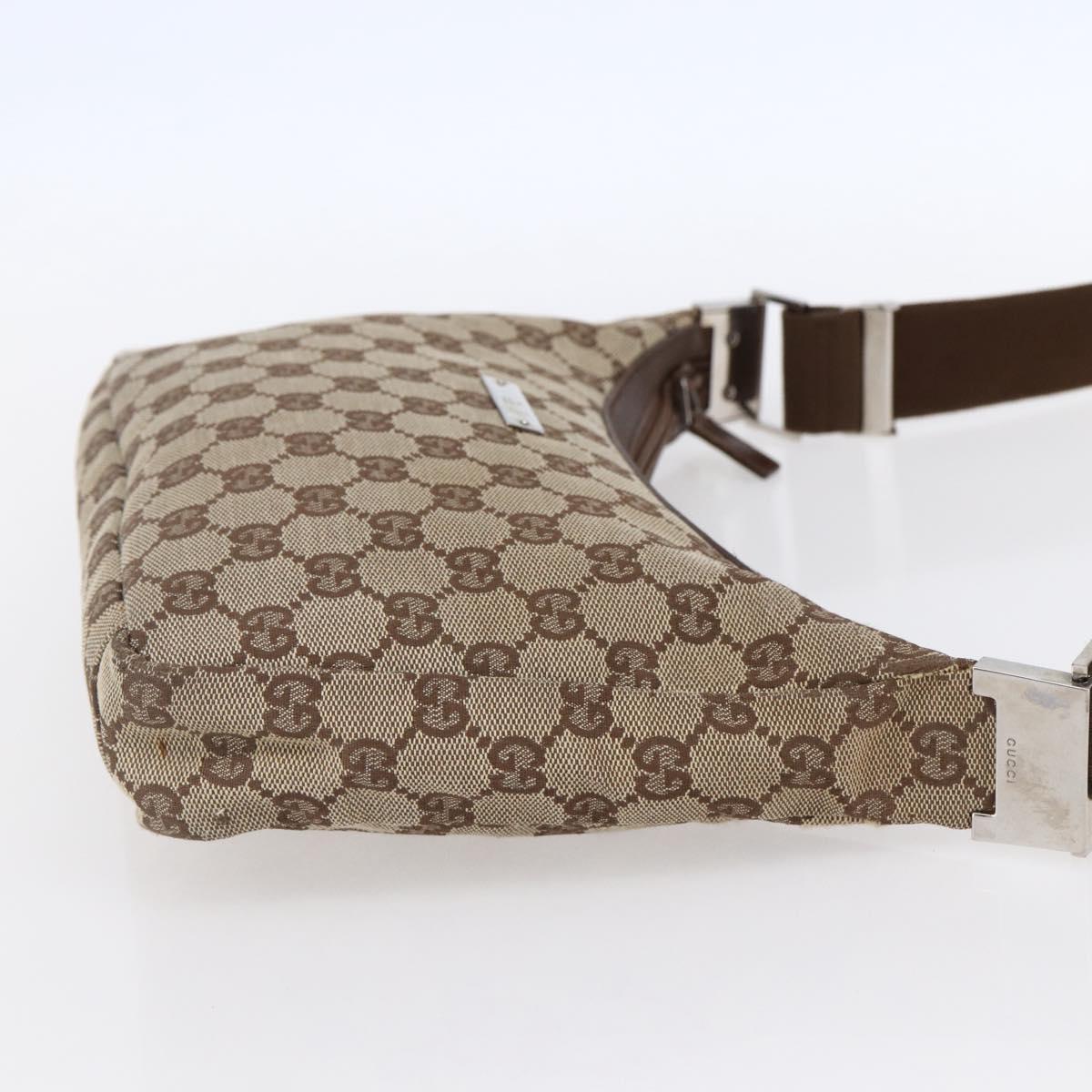 GUCCI GG Canvas Shoulder Bag Brown Silver 019 0433 Auth 152559