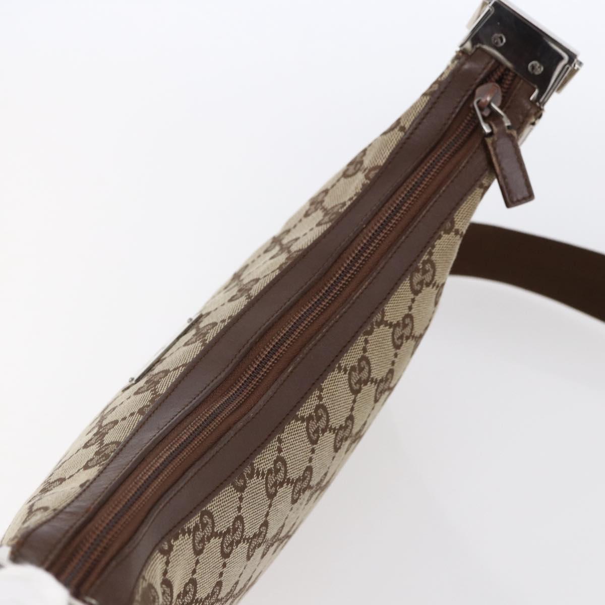 GUCCI GG Canvas Shoulder Bag Brown Silver 019 0433 Auth 152559