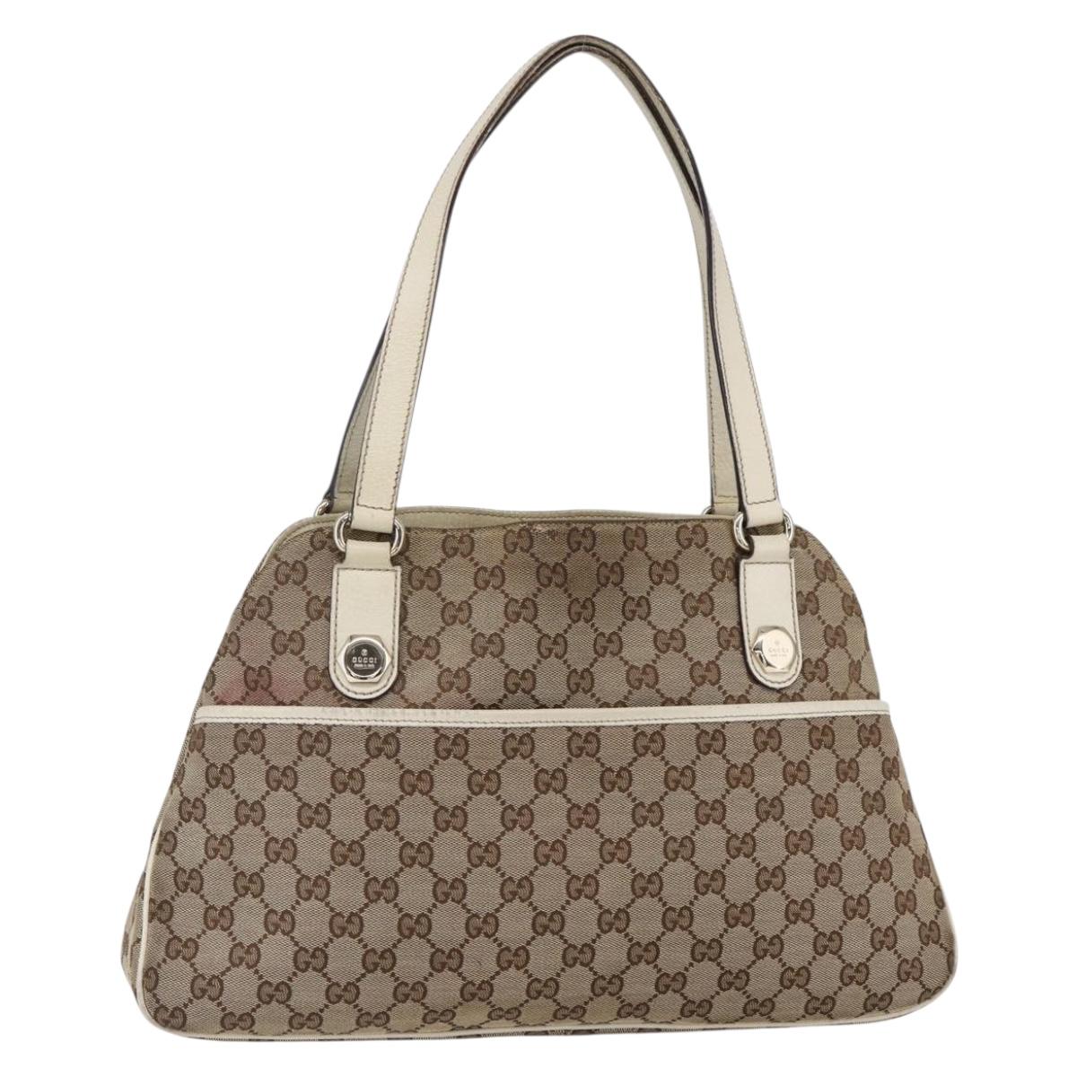 GUCCI GG Canvas Tote Bag Beige Gold 163288 Auth 152561