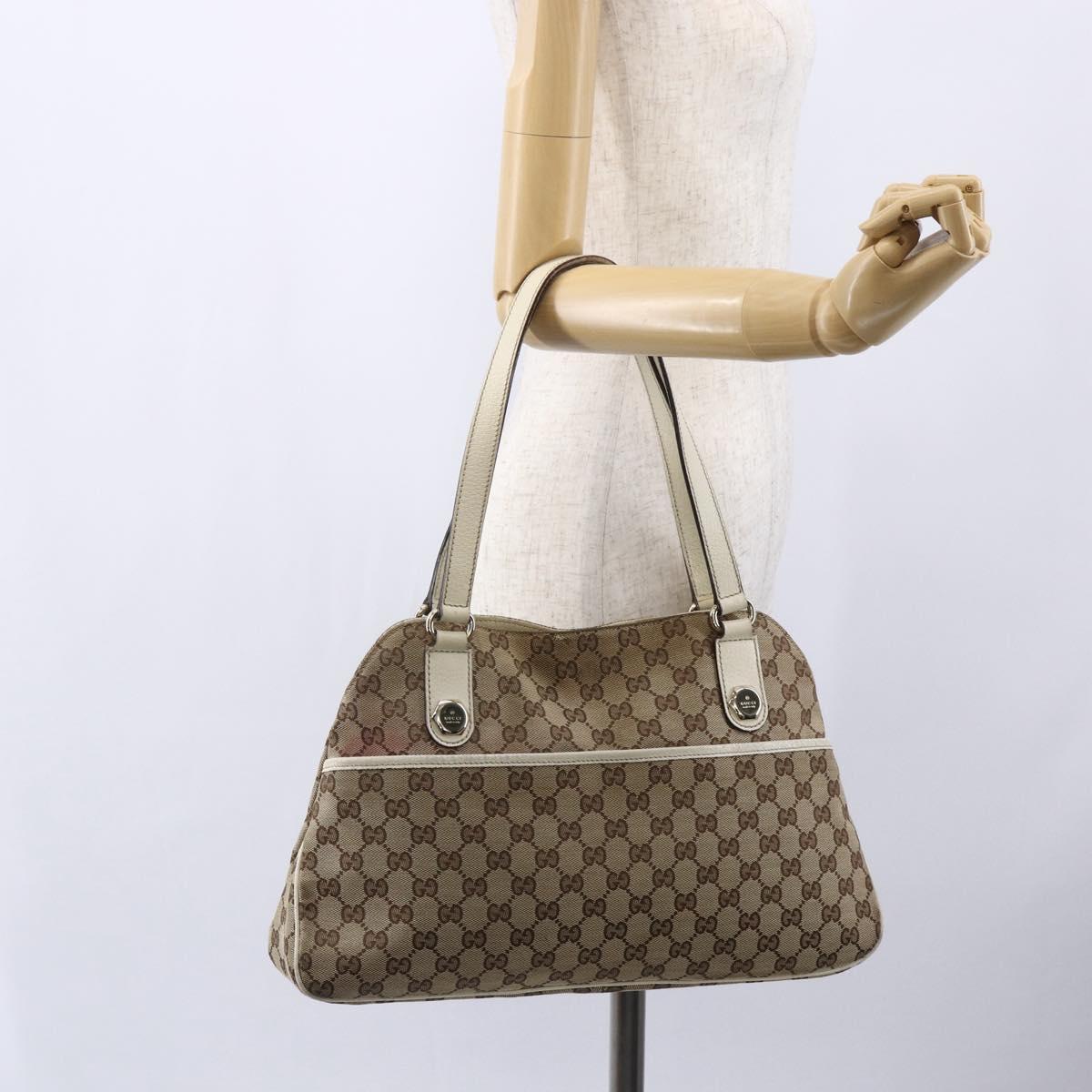 GUCCI GG Canvas Tote Bag Beige Gold 163288 Auth 152561