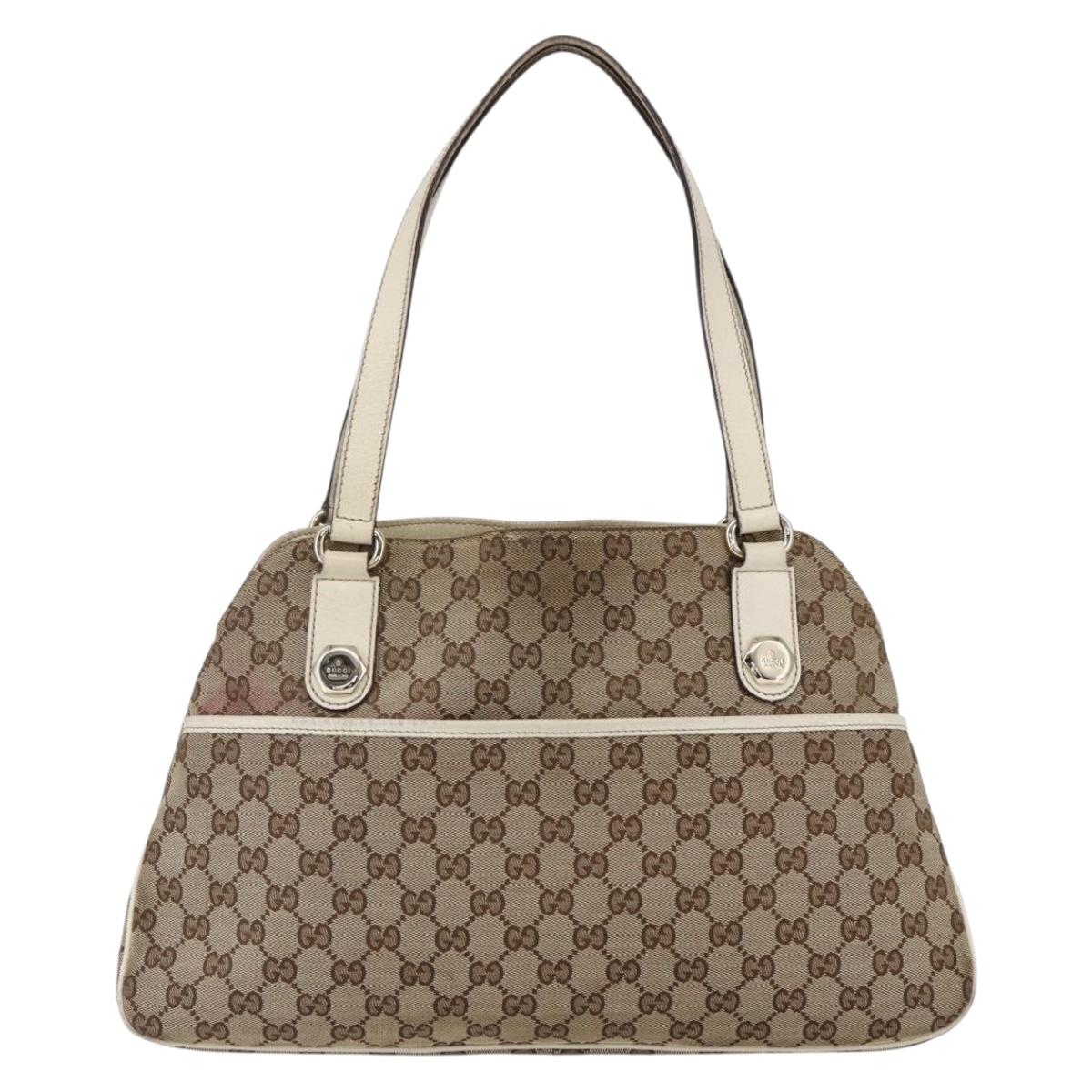 GUCCI GG Canvas Tote Bag Beige Gold 163288 Auth 152561
