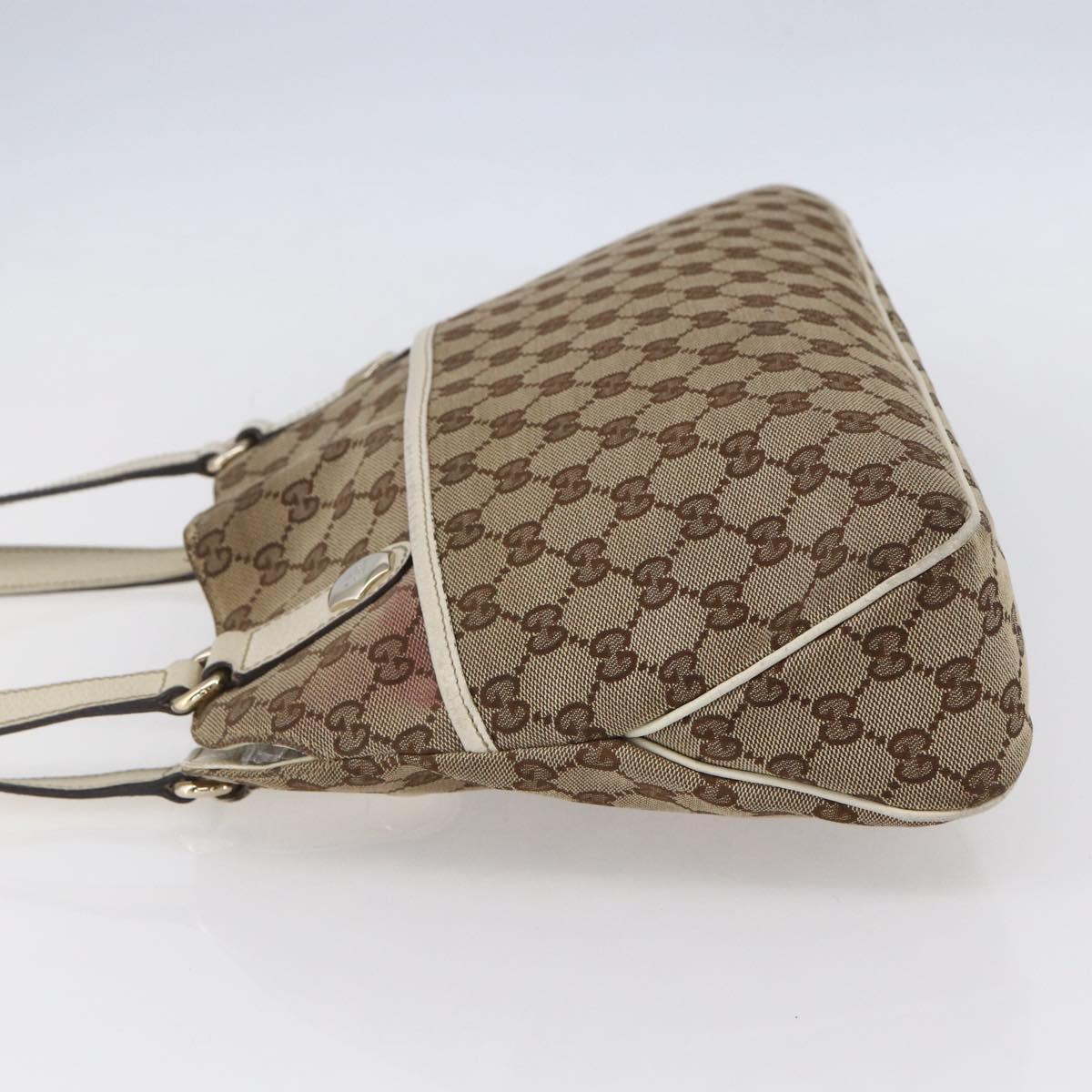 GUCCI GG Canvas Tote Bag Beige Gold 163288 Auth 152561