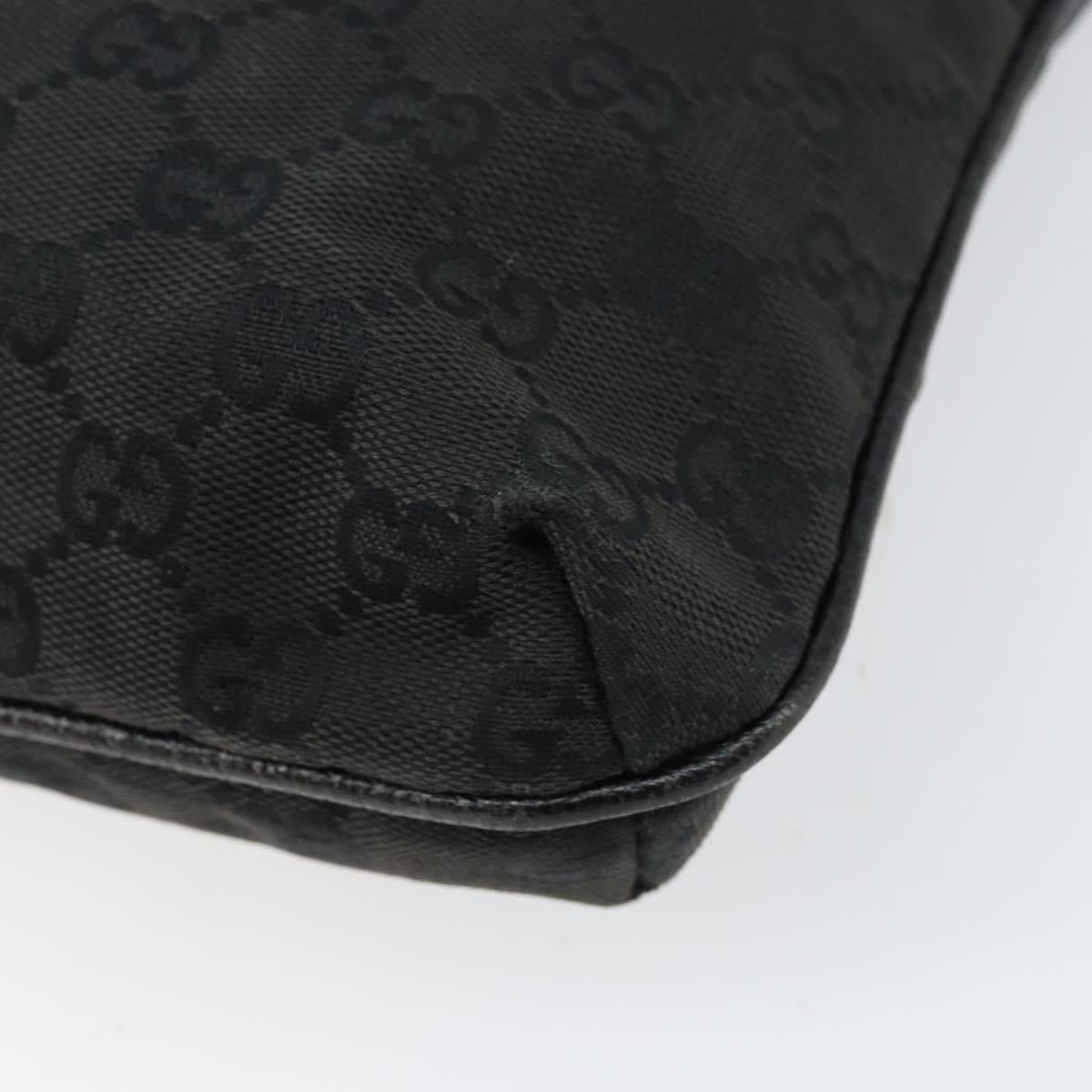 GUCCI GG Canvas Shoulder Bag Black Gold 115514 Auth 152563