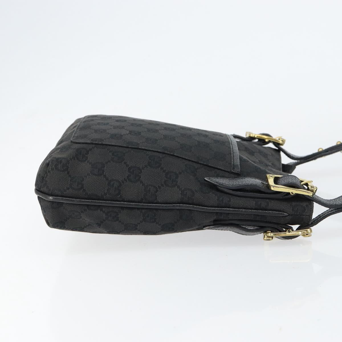 GUCCI GG Canvas Shoulder Bag Black Gold 115514 Auth 152563