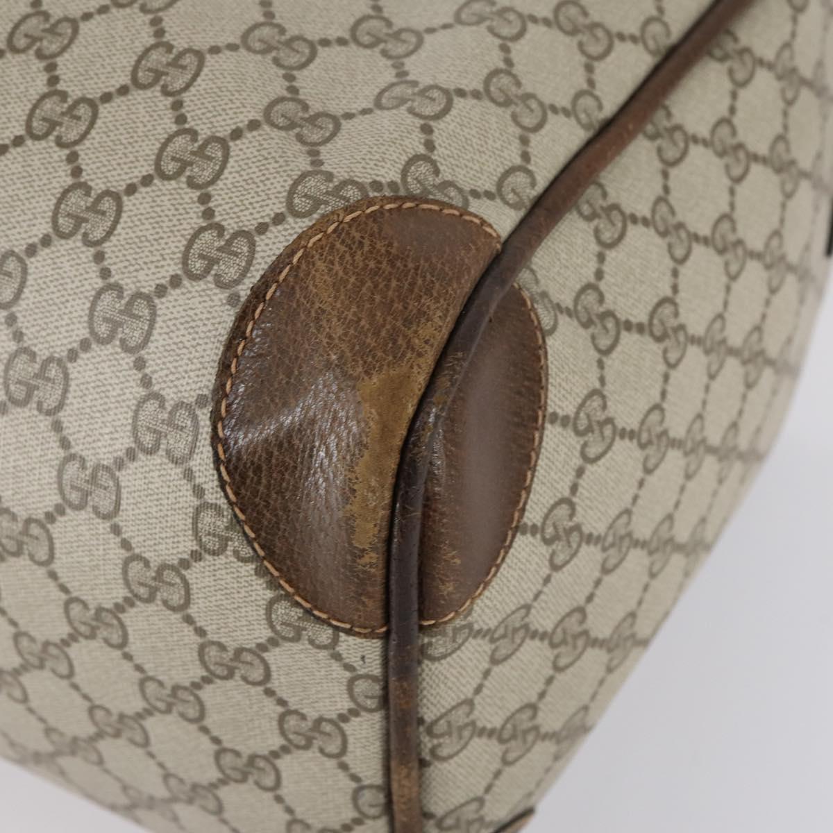 GUCCI GG Supreme Web Sherry Line Boston Bag PVC Beige Gold Auth 152565