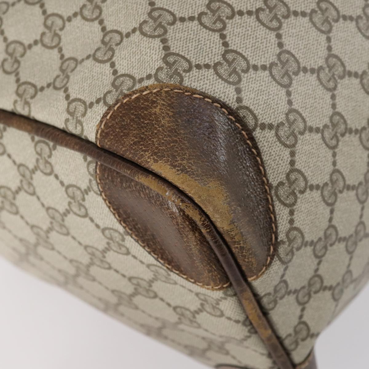 GUCCI GG Supreme Web Sherry Line Boston Bag PVC Beige Gold Auth 152565