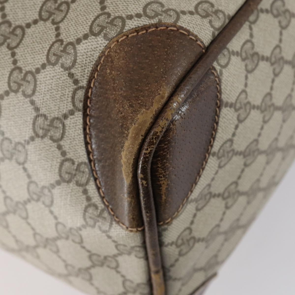 GUCCI GG Supreme Web Sherry Line Boston Bag PVC Beige Gold Auth 152565