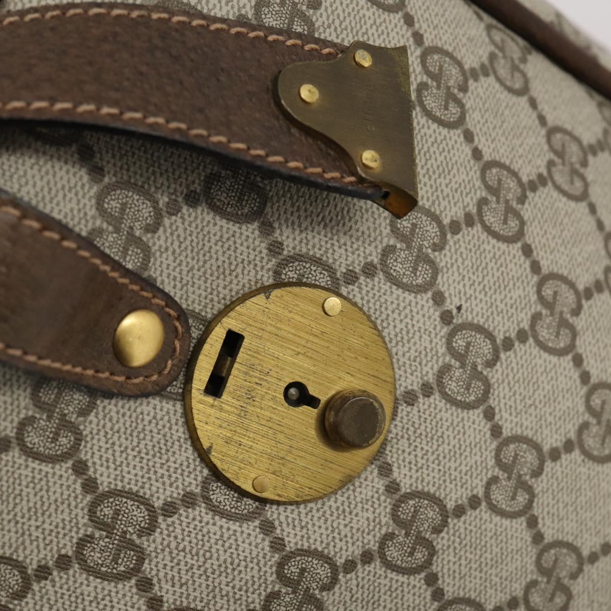 GUCCI GG Supreme Web Sherry Line Boston Bag PVC Beige Gold Auth 152565