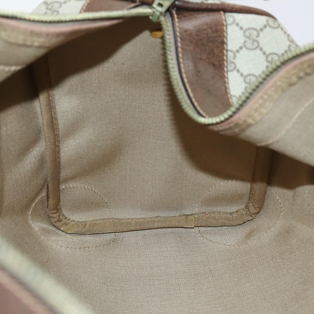 GUCCI GG Supreme Web Sherry Line Boston Bag PVC Beige Gold Auth 152565