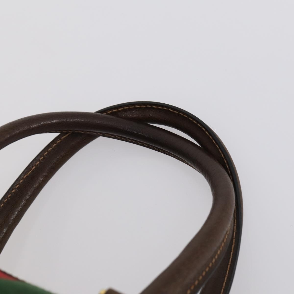 GUCCI GG Supreme Web Sherry Line Boston Bag PVC Beige Gold Auth 152565