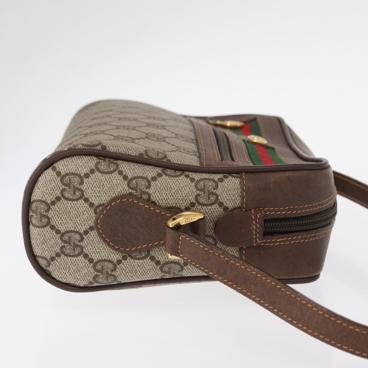 GUCCI GG Supreme Web Sherry Line Bag PVC Beige Red 119 02 087 Auth 152569