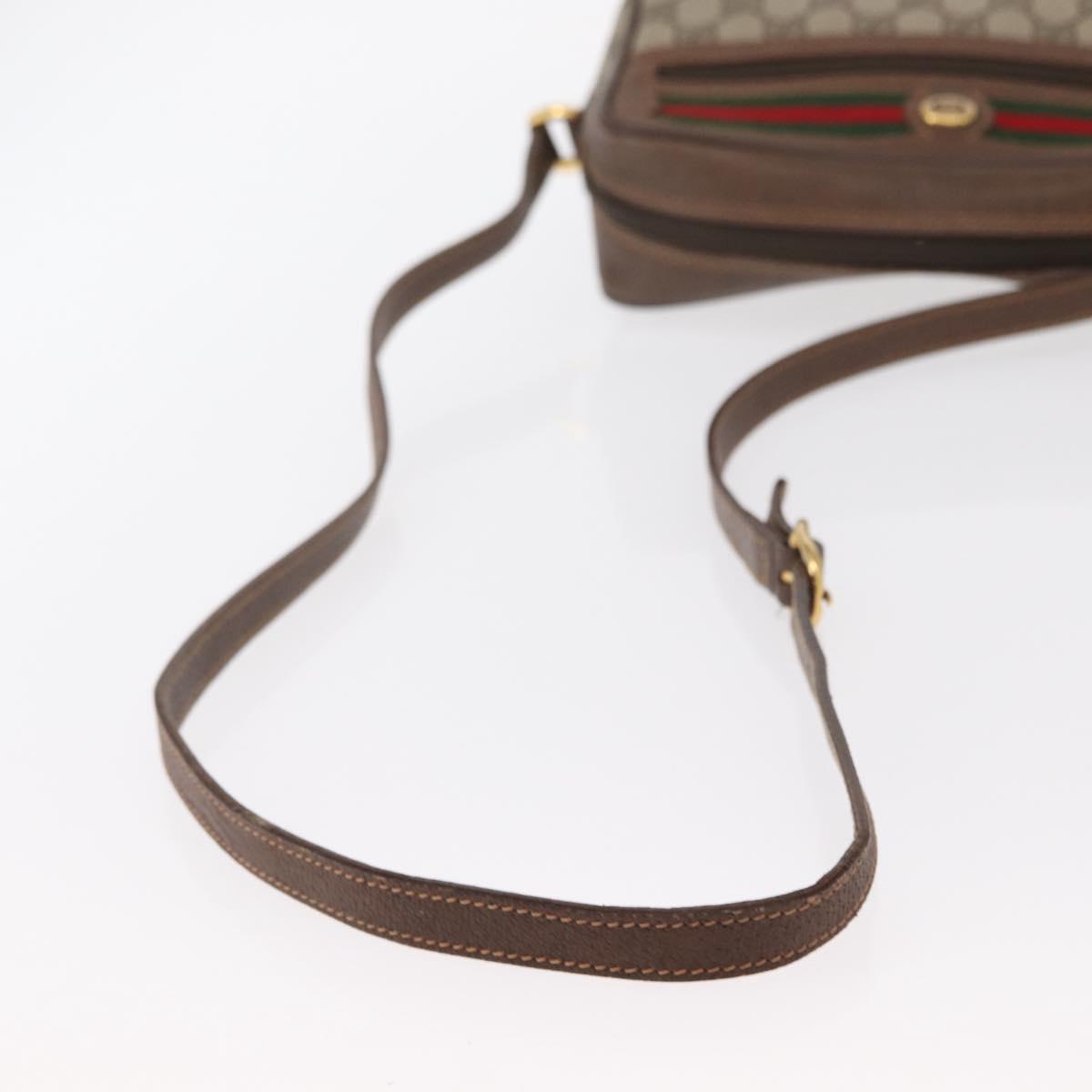 GUCCI GG Supreme Web Sherry Line Bag PVC Beige Red 119 02 087 Auth 152569