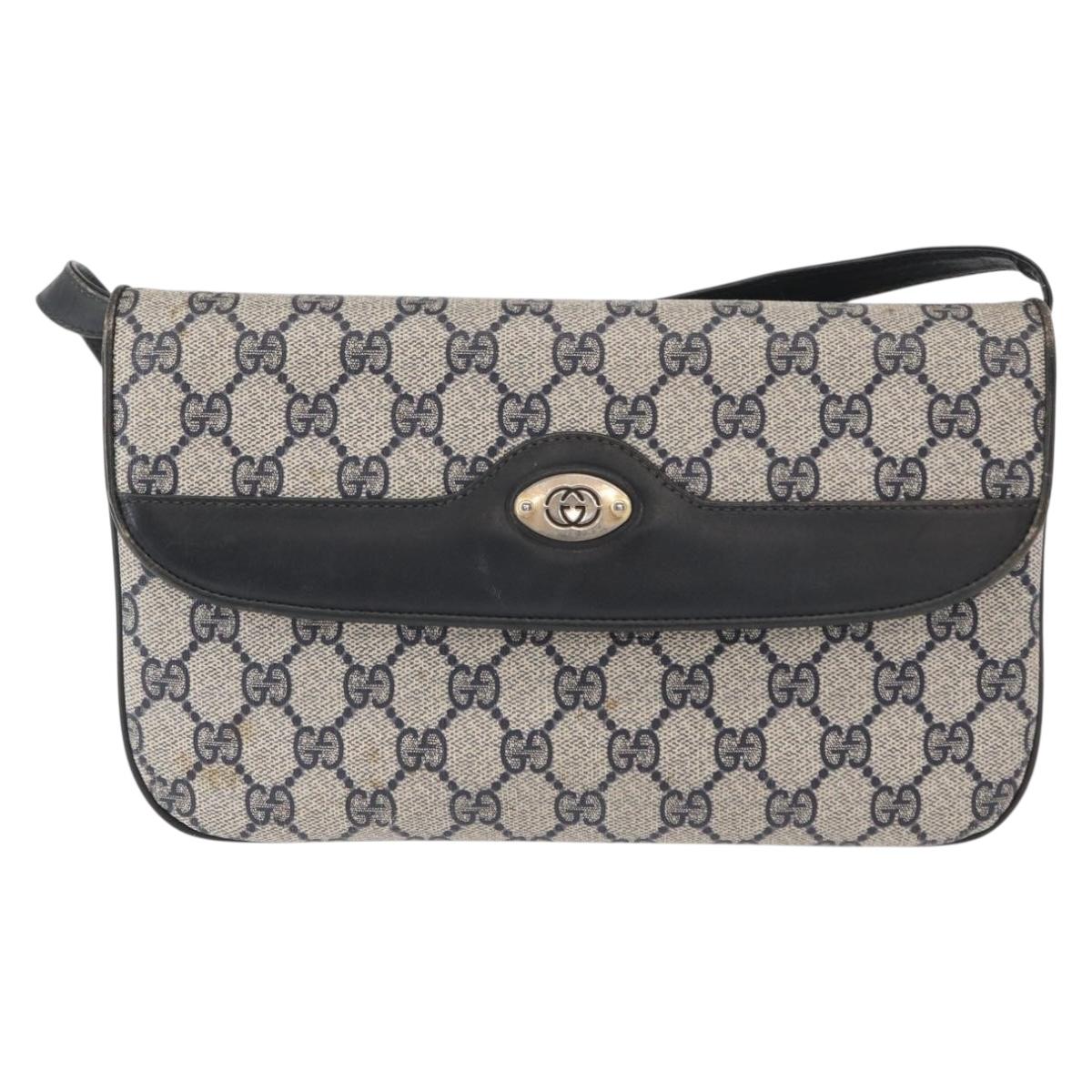 GUCCI GG Supreme Shoulder Bag PVC Navy Gold 004 106 0024 Auth 152571