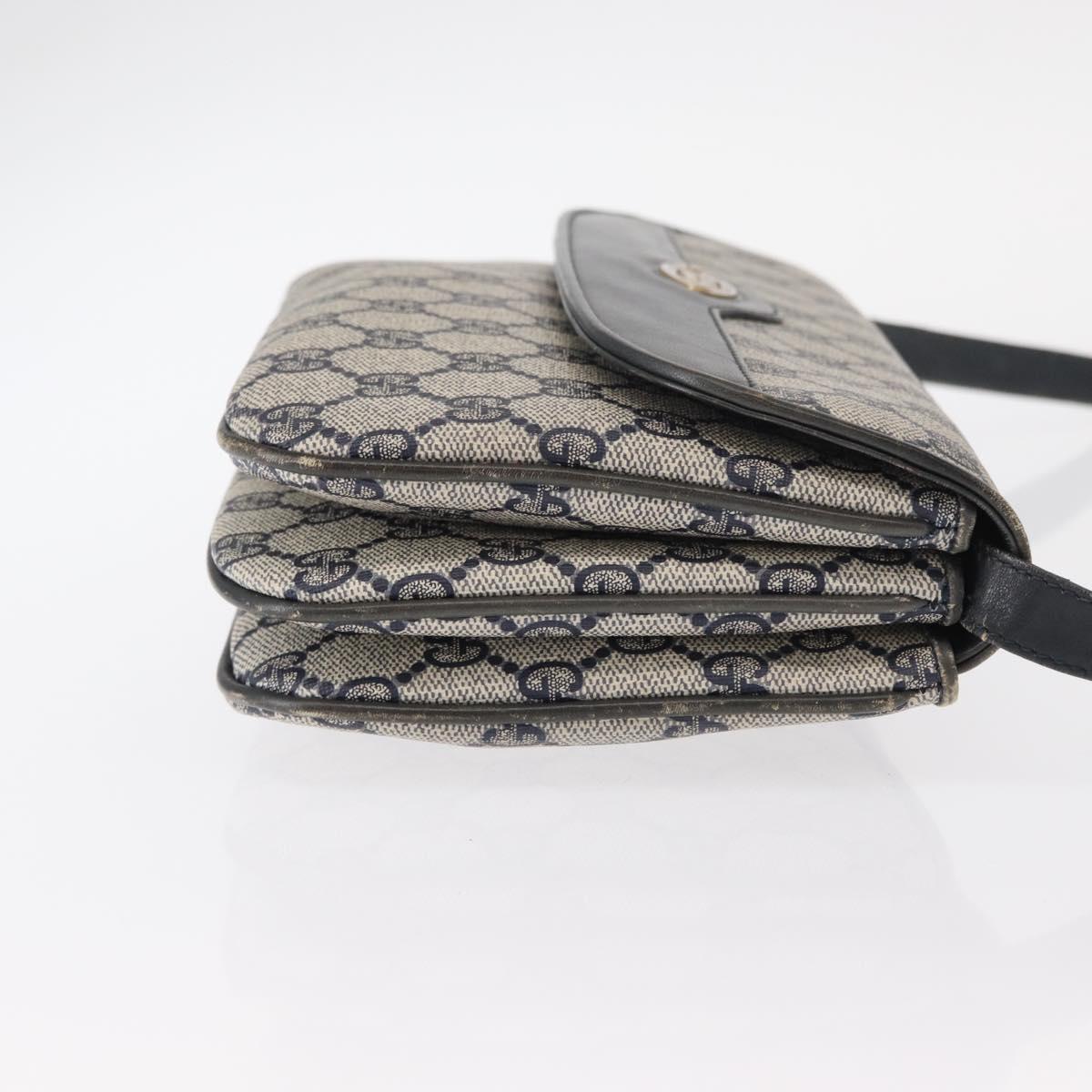 GUCCI GG Supreme Shoulder Bag PVC Navy Gold 004 106 0024 Auth 152571