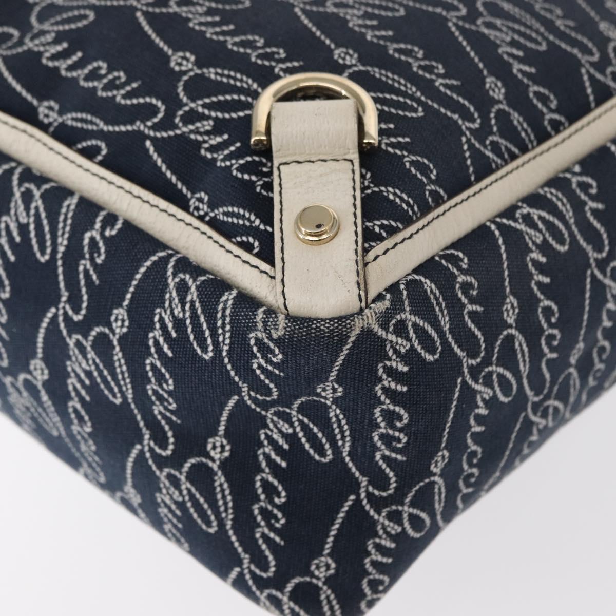 GUCCI Abbey Tote Bag Navy Gold 141472 Auth 152573