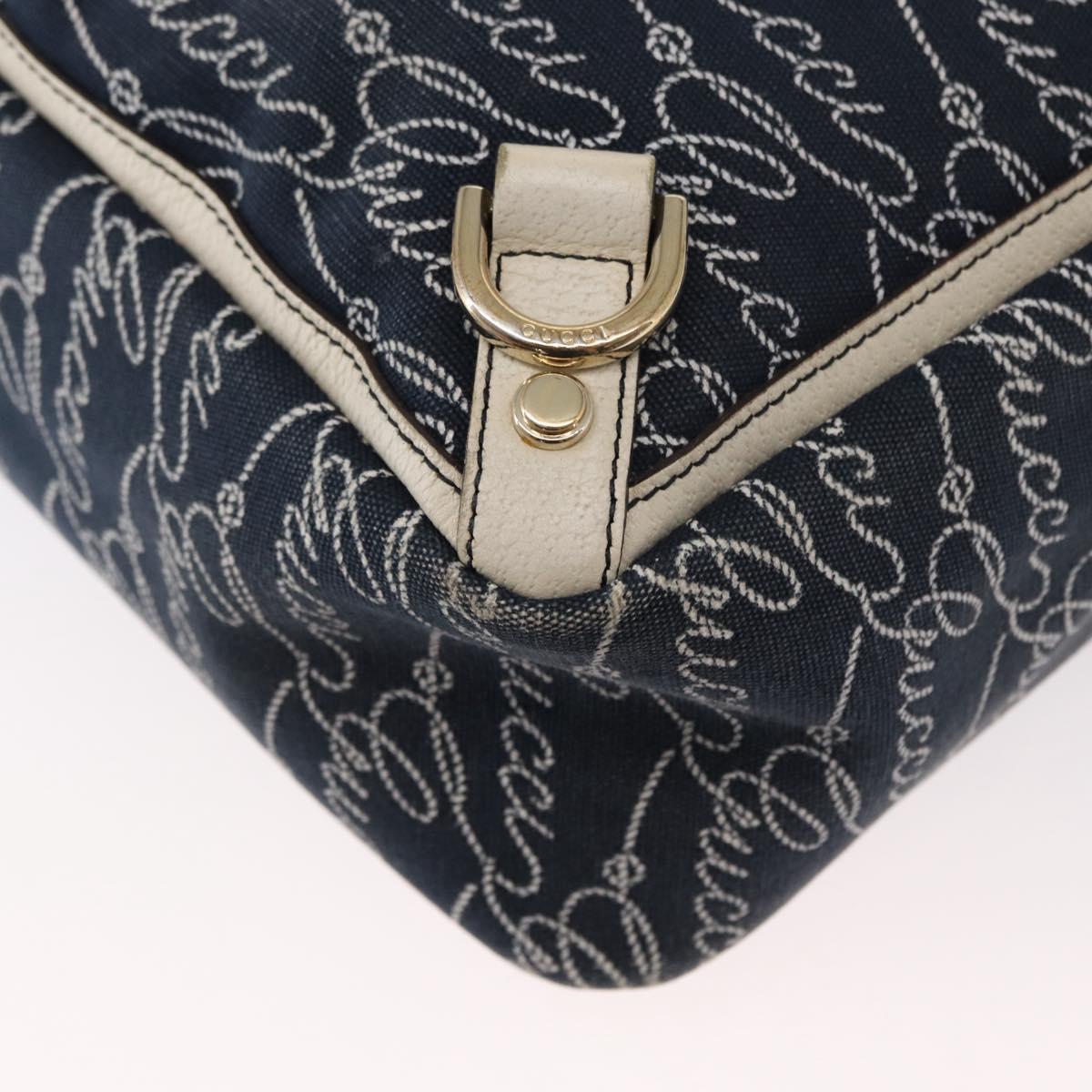 GUCCI Abbey Tote Bag Navy Gold 141472 Auth 152573