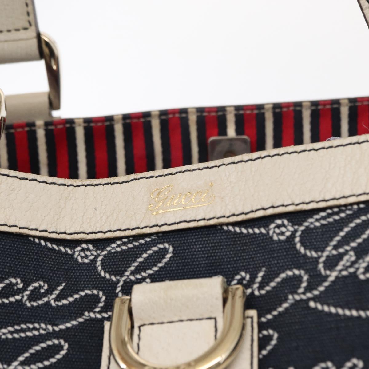 GUCCI Abbey Tote Bag Navy Gold 141472 Auth 152573