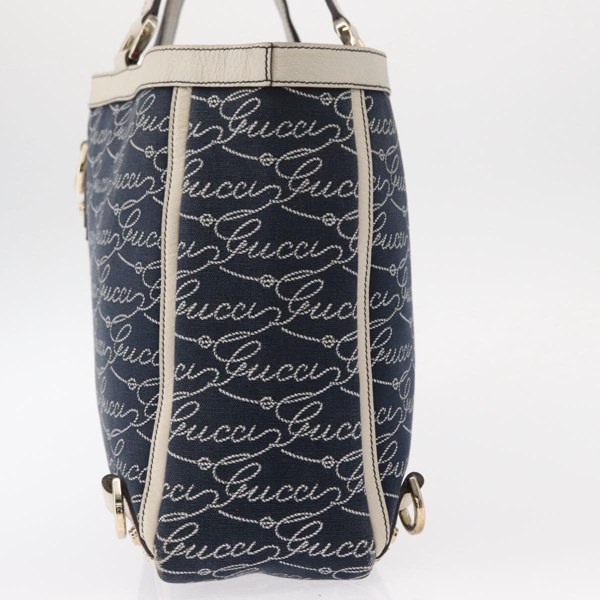 GUCCI Abbey Tote Bag Navy Gold 141472 Auth 152573