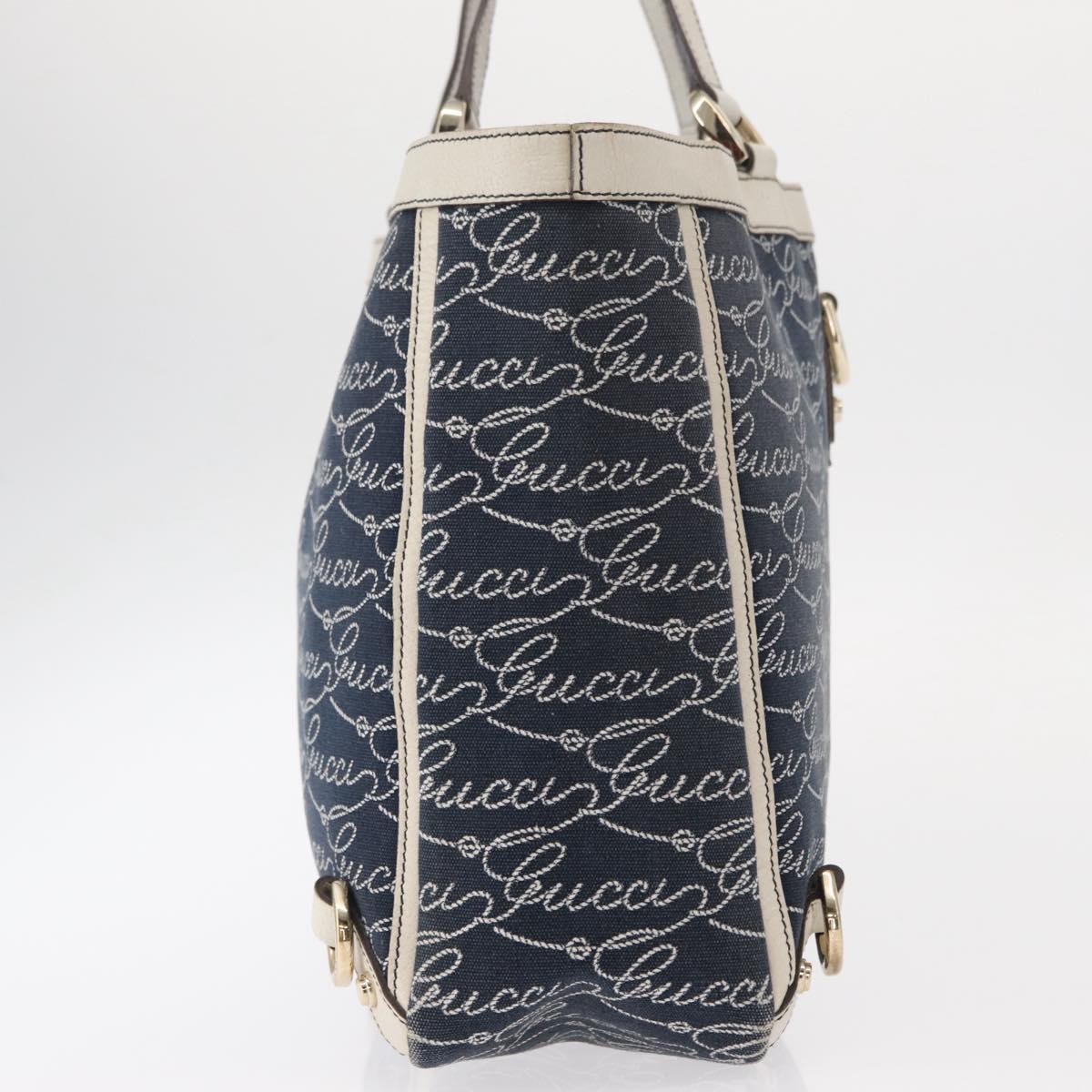 GUCCI Abbey Tote Bag Navy Gold 141472 Auth 152573