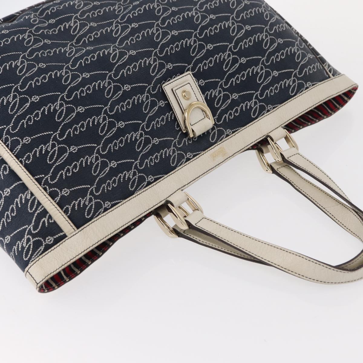 GUCCI Abbey Tote Bag Navy Gold 141472 Auth 152573