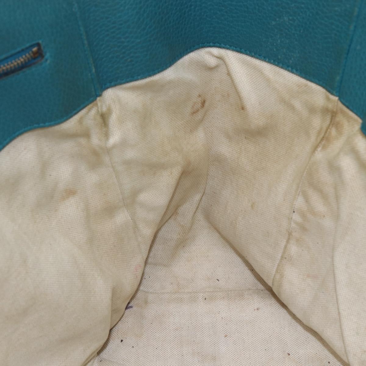 GUCCI Tote Bag Leather Navy Gold 354397 Auth 152574