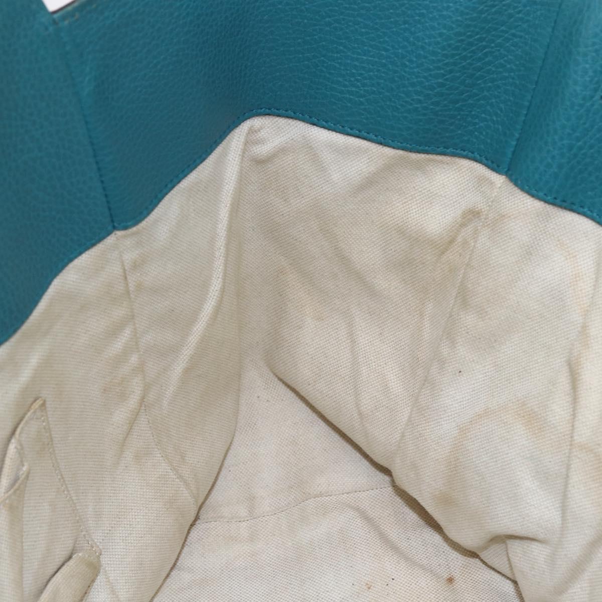 GUCCI Tote Bag Leather Navy Gold 354397 Auth 152574