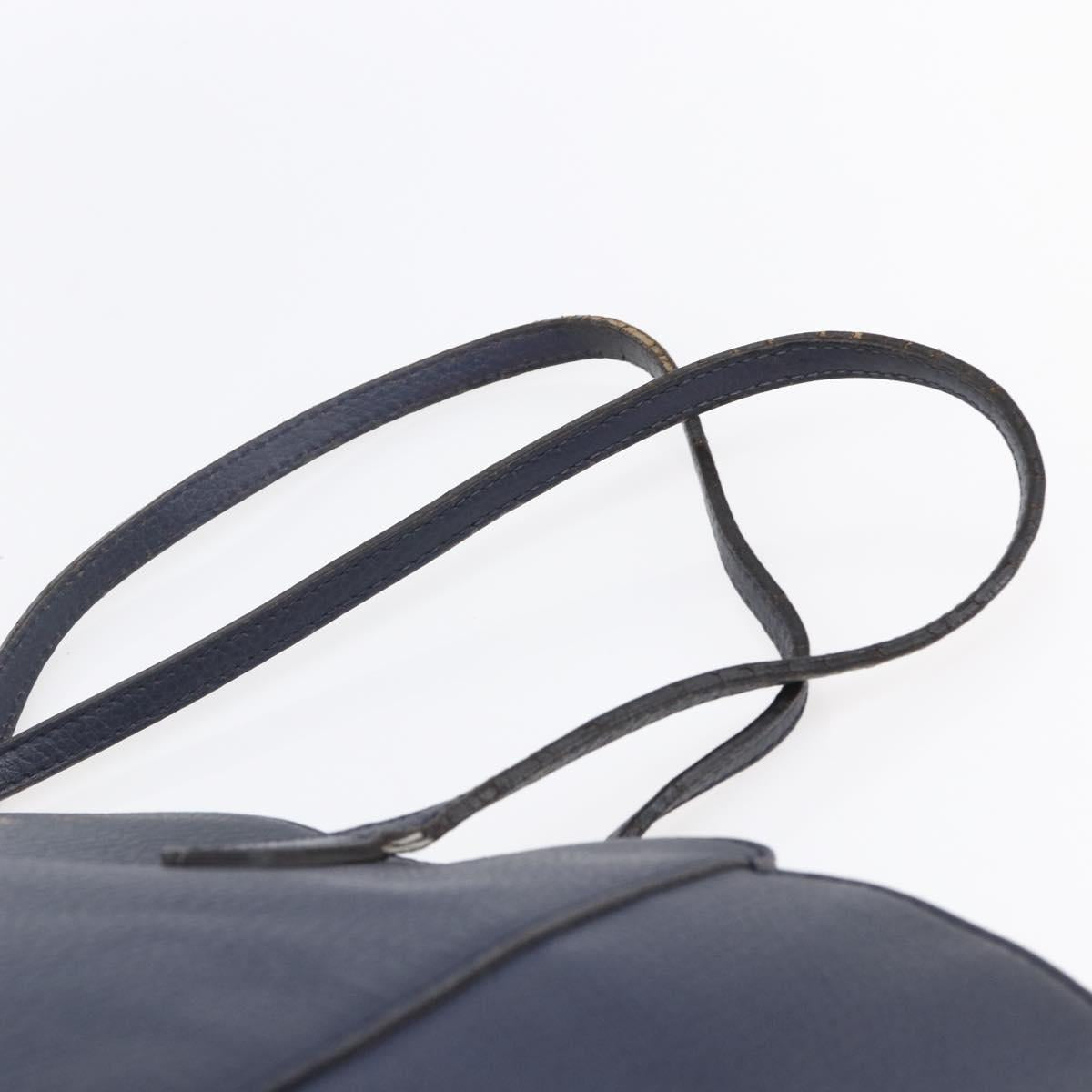 GUCCI Tote Bag Leather Navy Gold 354397 Auth 152574