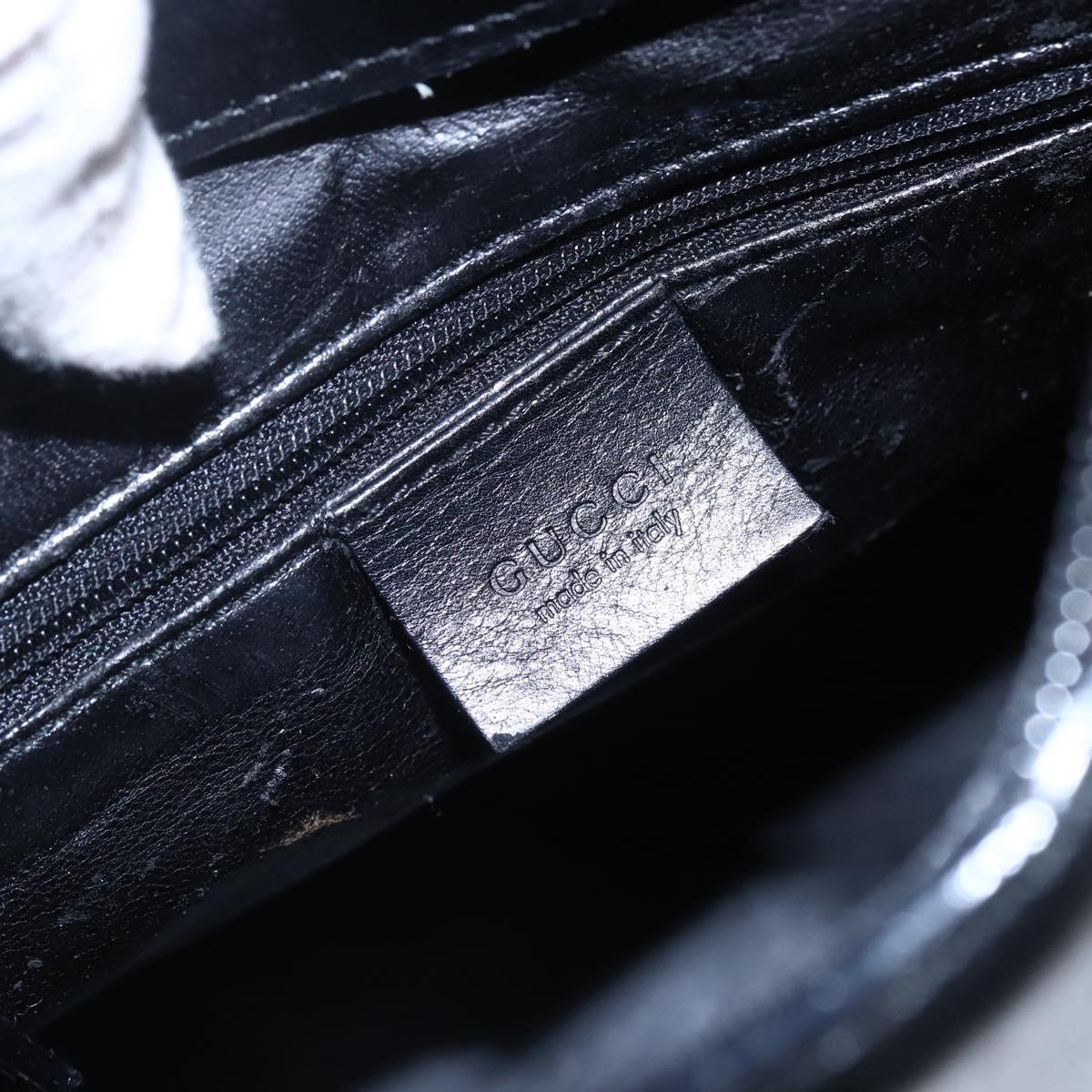 GUCCI GG Canvas Bamboo Shoulder Bag Leather Black Gold 001 3007 Auth 152575