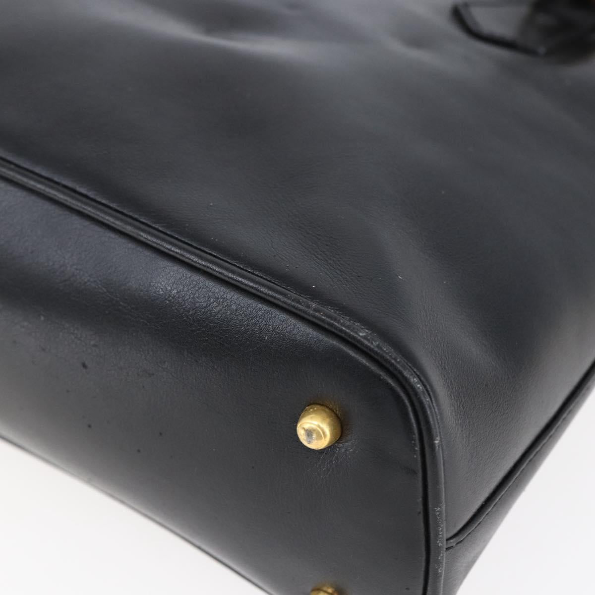 GUCCI Bamboo Hand Bag Leather 2way Black Gold 000 2296 0290 Auth 152576