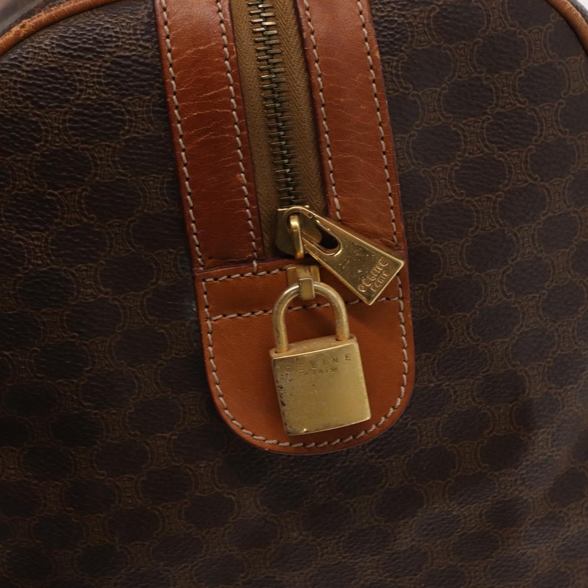 CELINE Macadam Canvas Boston Bag PVC Brown Gold Auth 152577