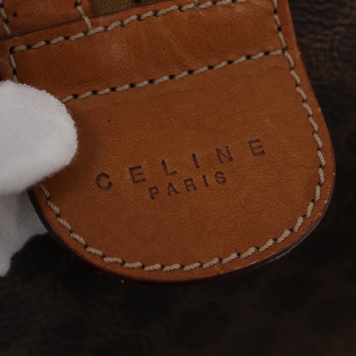 CELINE Macadam Canvas Boston Bag PVC Brown Gold Auth 152577